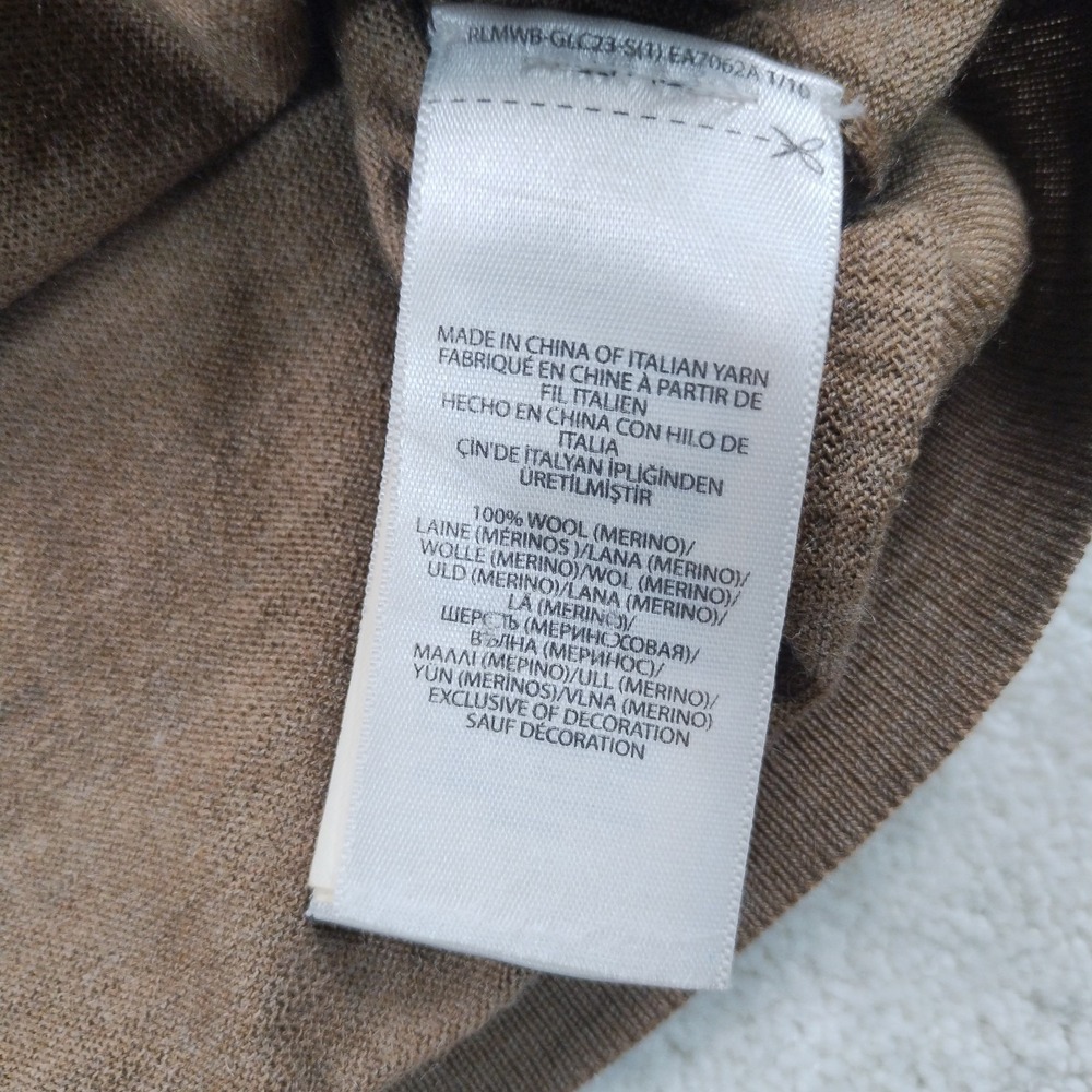 POLO Ralph Lauren Sweater Men's Med Brown Washable Merino Wool V-Neck Liteweight - Picture 6 of 13